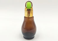 botellas cosméticas de cristal del color ambarino 30ml con el casquillo de oro para el aceite esencial
