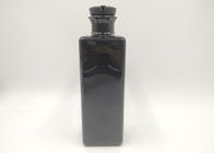 Botella cuadrada plana del champú del gel de la ducha de piel del cuidado de las botellas de encargo negras del cosmético