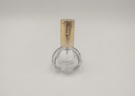 Botella de cristal del espray del perfume de oro de la bomba redonda con la impresión modificada para requisitos particulares de los logotipos