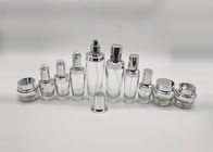 botella de vidrio del espray de la emulsión de 20g 50g con la bomba de presión de plata