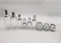 botella de vidrio del espray de la emulsión de 20g 50g con la bomba de presión de plata