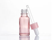 botella de cristal translúcida del dropper del rosa de 15ml 30ml para el aceite esencial modificado para requisitos particulares