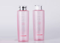 Botellas cosméticas de encargo del rosa 500ml con la impresión de pantalla de seda del tapón de tuerca