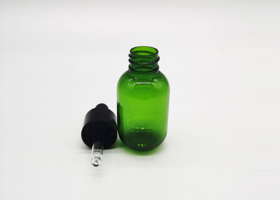 Empaquetado plástico del cosmético de la botella del dropper del aceite esencial 30ml del ANIMAL DOMÉSTICO verde