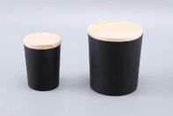 Tarro de cristal de la vela de Matt Black 100ML 200ML 440ML con las tapas de madera oscuras